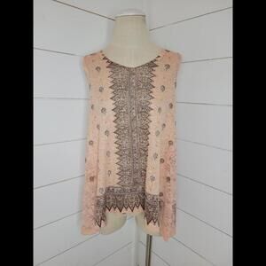 NWT Vocal pink & brown lace & bead embellishments tunic tank
